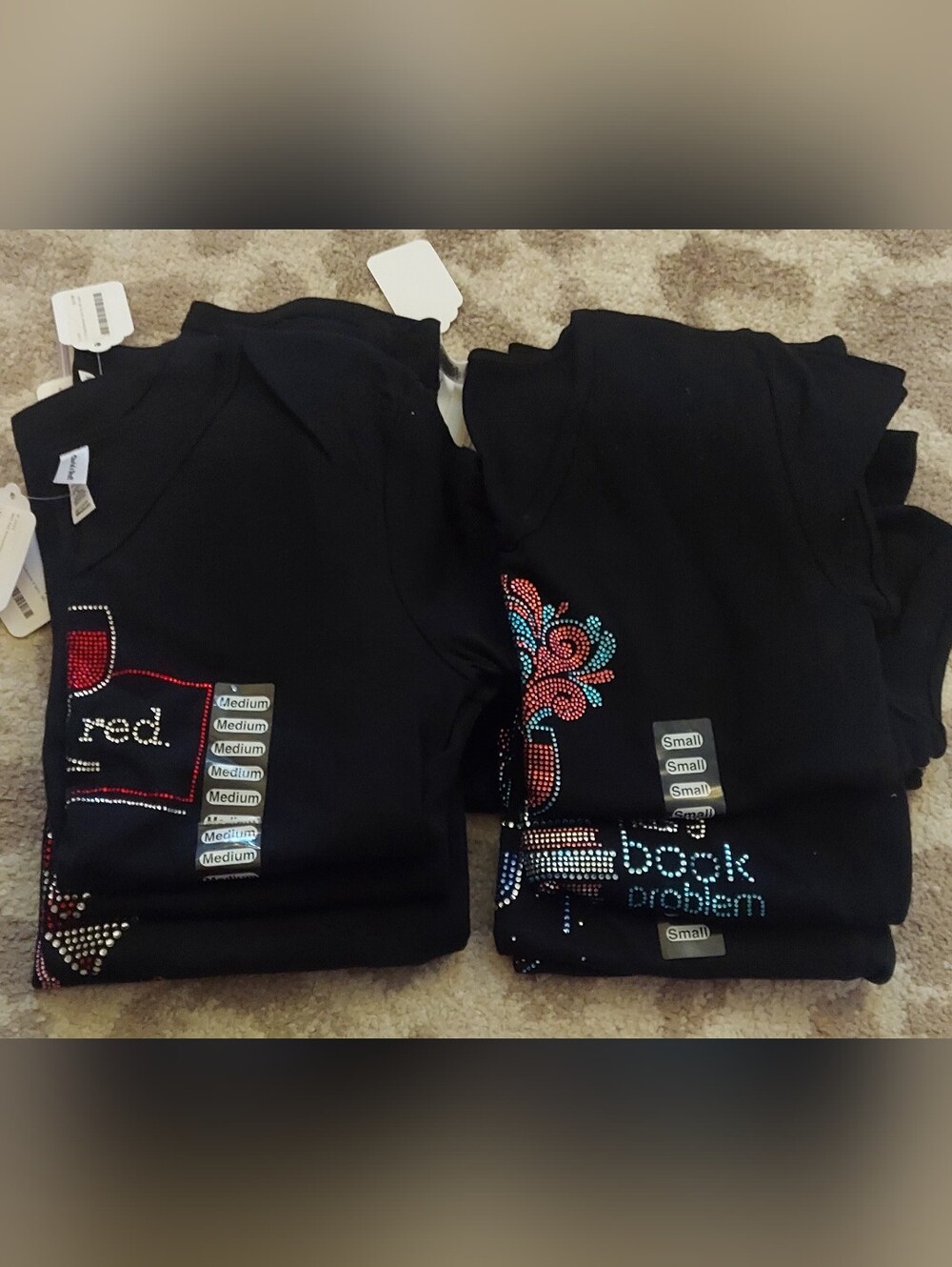 Reseller Bundle 8 Shirts Rhinestone Graphic Black Tee — Crystal  Accents Sz S-M